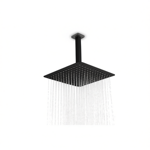 Cabezal de Ducha Cuadrado de Techo Negro Mate con Efecto Lluvia, Accesorio de Baño - Product Image 1
