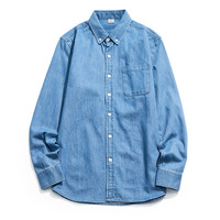 Hommes Denim Chemise À Manches Longues Doux 100% Coton Jeans Cowboy Chemise OEM/ODM Chemise