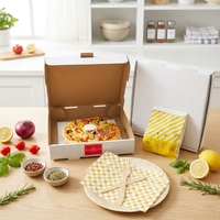 SP3723 Geprägte Benutzerdefinierte Logo Wasserfeste Kraft-Wellpappe Faltbare Kartons für Restaurant-Takeaway Pizzaboxen
