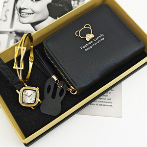 Conjunto de Relojes para Mujer, Elegante Caja Cuadrada, Escala Romana, Reloj de Pulsera de Cuero, Brazalete de Rombo, Mini Cartera, Caja - Product Image 2