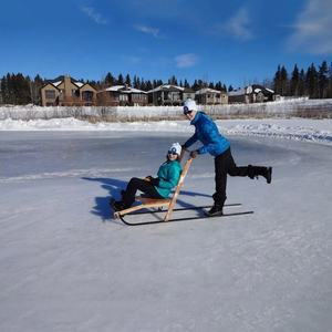 كرسي خشبي لدفع الثلوج وعربة تزلج للأطفال والكبار - Product Image 3