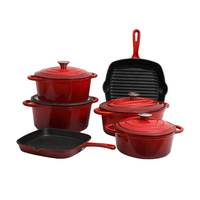 Juegos de Utensilios de Cocina de Hierro Fundido Esmaltado Antiadherentes Personalizados de Alta Calidad para el Hogar y la Cocina, Venta al por Mayor