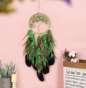 Attrape-rêves <span class=keywords><strong>bohème</strong></span> fait main « <span class=keywords><strong>Vie</strong></span> <span class=keywords><strong>de</strong></span> l'Arbre » – Tapisserie murale verte en plumes pour <span class=keywords><strong>la</strong></span> décoration intérieure - Product Image 5