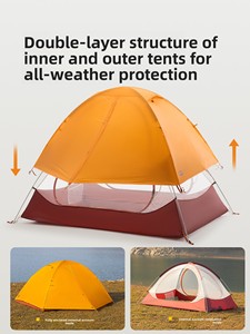 Tenda da Campeggio Portatile Pieghevole a Quattro Stagioni con Doppio Strato in Lega di Alluminio e Tessuto in Nylon a Quadri, Una Camera da Letto - Product Image 4