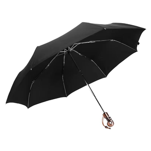 Parapluie pliant automatique compact anti-pluie, motif crâne gothique, guitare et rose, poignée crâne, style Heavy Metal Rock - Product Image 1