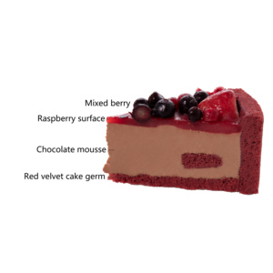 <span class=keywords><strong>เค้ก</strong></span>มูสเรดเวลเวทแช่แข็ง ฮาลาล ไขมันต่ำ พร้อมเนื้อสตรอว์เบอร์รีและบลูเบอร์รี ของหวานสำหรับน้ำชายามบ่าย - Product Image 6