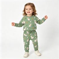 Fournisseur fiable, direct, ensembles de vêtements pour enfants en coton doux, imprimé jungle safari, à cordon de serrage, manches longues, pour l'automne, pour les sorties au zoo et les jeux