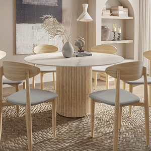 <span class=keywords><strong>Tavolo</strong></span> da Pranzo Rotondo <span class=keywords><strong>Allungabile</strong></span> in Legno Massello Moderno per Piccoli Appartamenti <span class=keywords><strong>con</strong></span> Capacità di <span class=keywords><strong>4</strong></span> Posti e Combinazione di <span class=keywords><strong>Sedie</strong></span> - Product Image 4