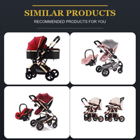 Poussette pliable pour bébé avec cadre en alliage d'aluminium et cuir PU, absorption des chocs, caractéristiques de sécurité pour les nouveau-nés de 0 à 6 mois