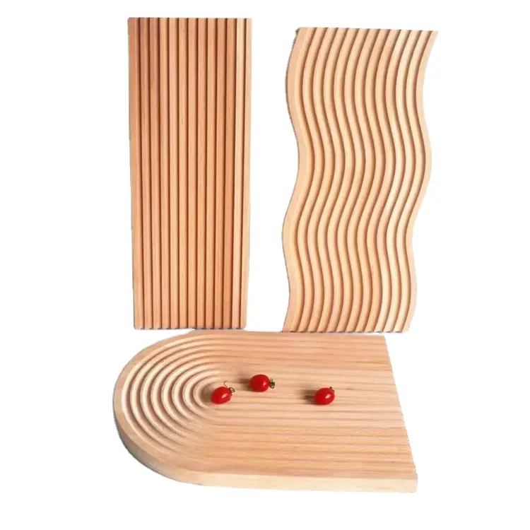 Tabla de cortar madera decorativa de lujo, multifuncional, personalizada, plato de fruta, Onda de haya natural, tabla de Charcuterie para servir pan