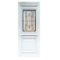 European High End Classic Apartment Villa White Paint Wrought Iron Door with Glass Wooden Iron Door Entrance