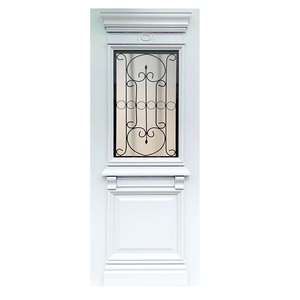Puerta <span class=keywords><strong>de</strong></span> Hierro Forjado con Vidrio para Entrada <span class=keywords><strong>de</strong></span> Apartamento o Villa Clásica Europea <span class=keywords><strong>de</strong></span> Alta Gama, Pintada <span class=keywords><strong>de</strong></span> <span class=keywords><strong>Blanco</strong></span> - Product Image 1