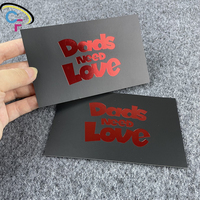 Cartes de remerciement personnalisées pour petites entreprises, noires mates, avec estampage à chaud rouge