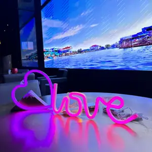 Love baterai mini nirkabel flex luar ruangan lampu neon kata led kustom untuk dekorasi meja dalam ruangan