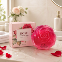 Savon en barre à la rose hydratant et éclaircissant pour le corps, 100g, savon à la rose rose pour les soins quotidiens de la peau