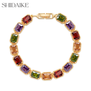 Shidaisheng thời trang của phụ nữ hợp thời trang mạ vàng Vòng đeo tay pha lê Zirconia Micro paved Zircon vật liệu đồng thau Quà - Product Image 1