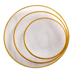 Machine made Luxury Gold Rim Glass PLATE Household dinner charger plate with gold rim glass dinnerware set gold dinnerware set