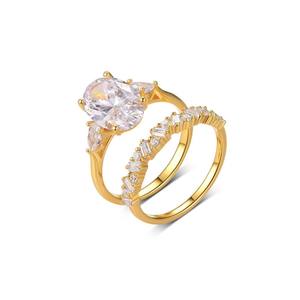 Fine S925 Anel De Prata Conjunto 4,5 Karat Em Forma De Ovo Moissanite Combinação De Anel De Duas Peças Categoria do Produto Moissanite Jóias - Product Image 5