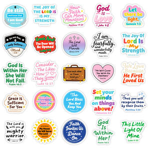 56 Pegatinas Nuevas y Bonitas con <span class=keywords><strong>Frases</strong></span> Bíblicas de Dibujos Animados para Decorar Botellas y Laptops, Estilo Lindo, Pegatinas con <span class=keywords><strong>Frases</strong></span> de Jesús - Product Image 3