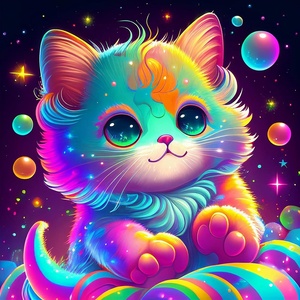 Cartone animato Gatto Tondo Punta Punta Diamante <span class=keywords><strong>Arte</strong></span> Kit di Pittura per Bambini Tessuto Classico fai da te Strass Art con soggetti animali - Product Image 1