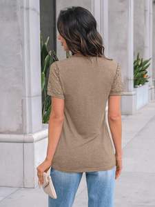 Camisas de manga corta para mujer, Tops de verano de encaje elegante, camisetas informales de Moda de Primavera 2025, blusas bonitas para el trabajo - Product Image 5