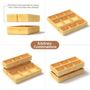 Adjustable Bamboo Storage Containers Drawer Divider Drawer Organizer <b>Box</b> Cutlery Holders Drawer Organizer Utensils - Product Image 4