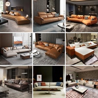 Modernes minimalist isches OKF Italien Leders ofa Set Hochwertiges Echt leder für Hotels Villen und Wohnzimmer bett Neuestes Design