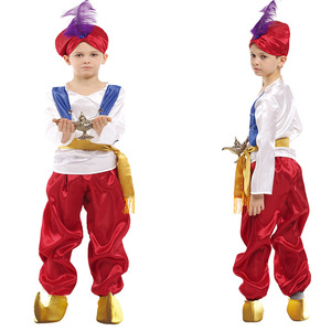 Disfraz de Príncipe Aladdín para Niños, Disponible en Stock, para Cosplay de TV y Películas, Rojo y Blanco, Poliéster, para Fiesta de Halloween, Conjunto de Disfraz Listo para Usar - Product Image 1
