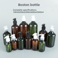 Nouvel arrivage en stock – Bouteille distributrice Boston en PET avec pompe, sérigraphiée, 200 ml, 300 ml, 400 ml, 500 ml, pour shampoing et gel douche