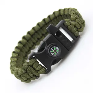 Survival Bracelet 5in1 Survival Kit Firestarter Bracelets - Includes Compass Flint Whistle And Parachute Cord