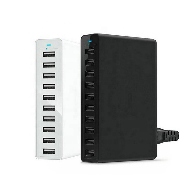 Hot Sell 5V 12A Multi Port USB Charger Switch Button Control 10 USB 60W HUB Charger Station With LED Light for Smart Phones