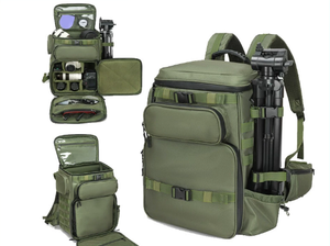 Green Vintage Outdoor DSLR <strong>Camera</strong> <strong>Backpack</strong> Oxford Durable Zipper Portable Multi-Functional Travel Photographer <strong>Bag</strong> Polyester - Product Image 2