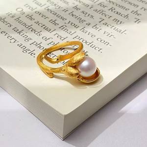 10723 DIY Silver Jewelry Accessories S925 Silver Ring Empty <b>Holder</b> with 5-6mm Round Beads Pearl <b>Bow</b> Ring <b>Holder</b> - Product Image 1