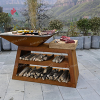 Barbecue en acier Corten pour l'extérieur, résistant aux intempéries, avec fonction foyer pour la cuisson dans la cour