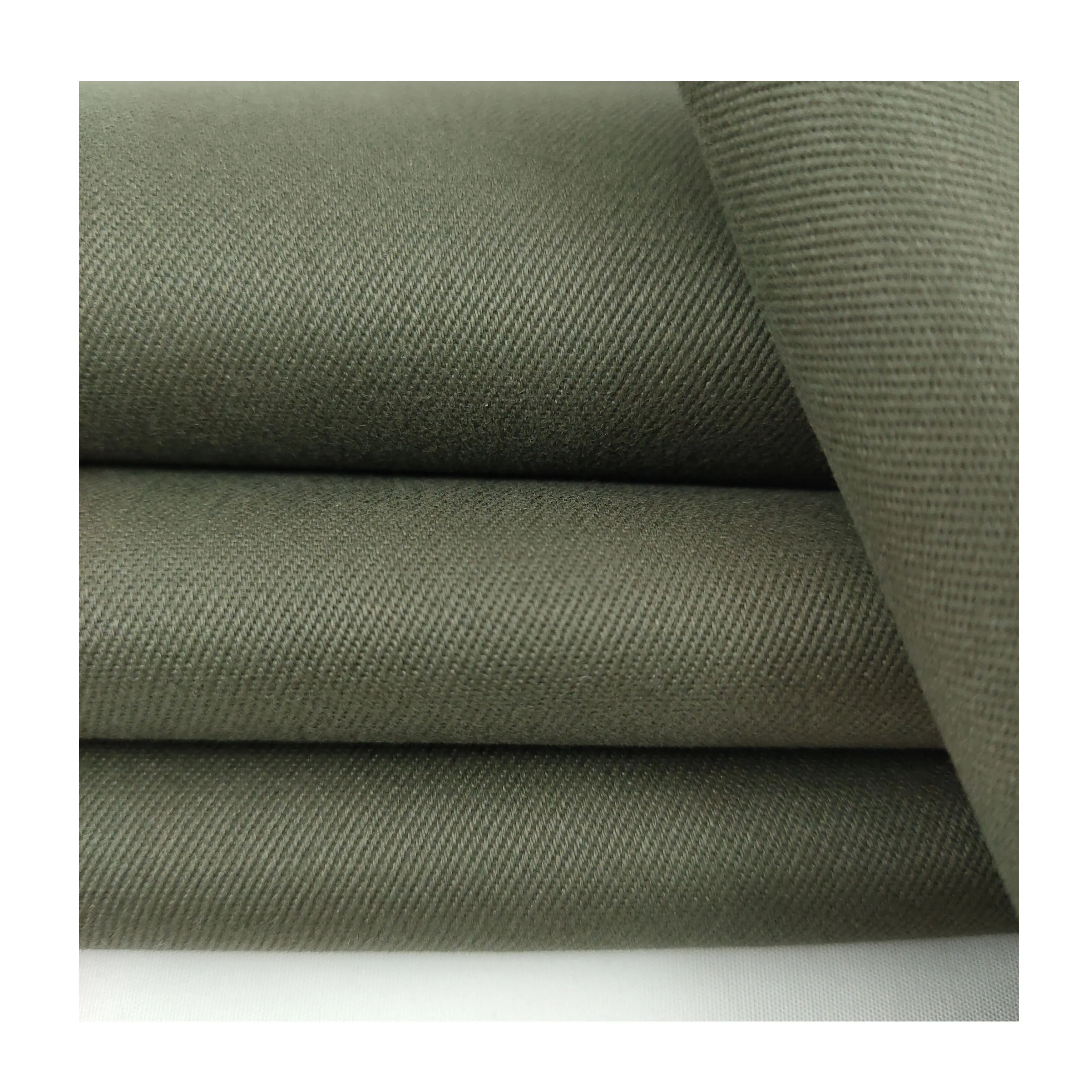 Custom 98 cotton 2 spandex stretch elastane brushed twill khaki fabric