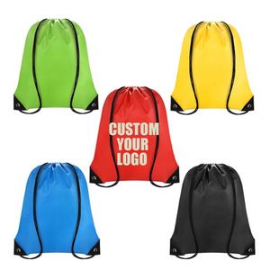 Custom 210D Nylon Polyester Draw String <b>Backpack</b> Waterproof Foldable Design for Sports Gym Swimming & Traveling - Product Image 1