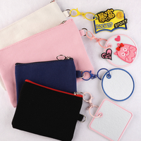 Pochette en toile à fermeture éclair prête à être expédiée, sac à crayons personnalisé avec patch, porte-monnaie, trousse de toilette