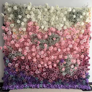 Hoa nhân tạo tường lụa trắng 3D 5D backdrop hoa tường Backdrop