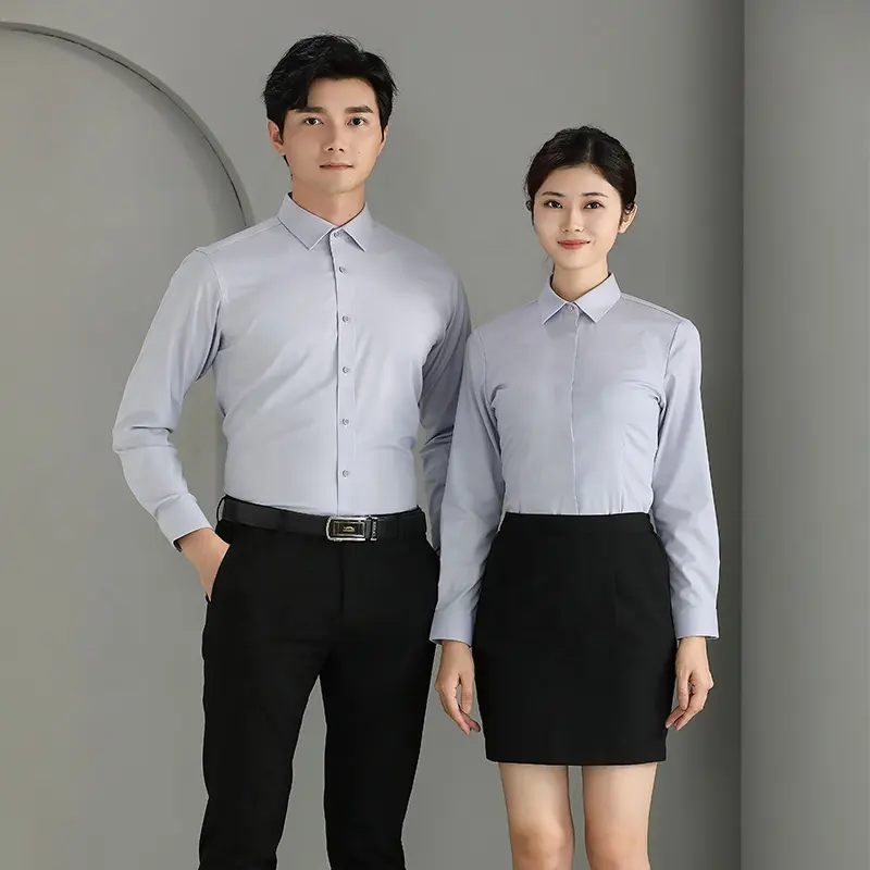 Nova blusa profissional de manga comprida para entrevista de emagrecimento em negócios camisa branca com decote em V