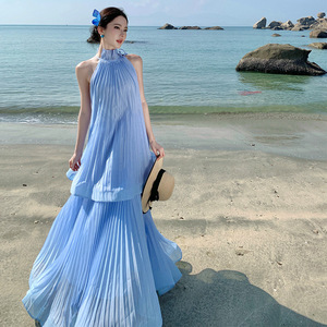 Beachside <strong>Ethereal</strong> Beach <strong>Dress</strong> Sanya Vacation Style Slimming Pleated Maxi <strong>Dress</strong> Summer Vibes Outfit Fairy <strong>Dress</strong> - Product Image 2
