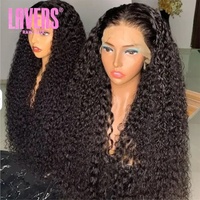 Wig Rambut Asli Brasil Burma 30 40 Inch, Model Deep Wave Curly, Lace Frontal 13X4 HD, Wig Rambut Manusia untuk Wanita Kulit Hitam