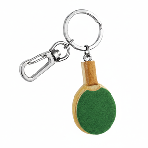 Portachiavi in legno per ping pong con anello in metallo e moschettone per chiavi e borsa - Product Image 2