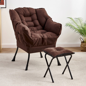 Comfy Lounge Arm <strong>Chair</strong> and Footrest Stool <strong>Set</strong> Single Fabric Sofa Armchair Upholstered Velvet <strong>Barrel</strong> Accent <strong>Chair</strong> with <strong>Ottoman</strong> - Product Image 6