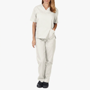 Conjunto de Uniforme Médico Azul Marino para Mujer, Blusa con Cuello en V y Pantalones, Uniforme de Hospital, Material de Lona - Product Image 3