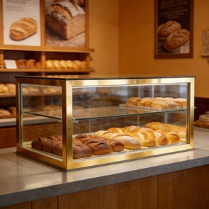 Vitrina Premium <span class=keywords><strong>para</strong></span> Pastelería <span class=keywords><strong>para</strong></span> Cafeterías, Vidrio Templado <span class=keywords><strong>de</strong></span> Alta Claridad, Marco Metálico Resistente, Ahorro <span class=keywords><strong>de</strong></span> Espacio, <span class=keywords><strong>para</strong></span> Mostrador - Product Image 1