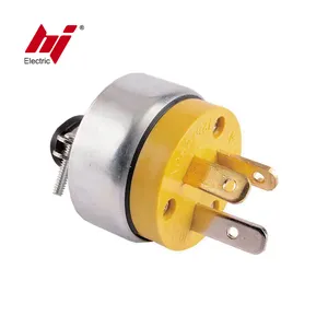 US Standard 20 Amp 125/250 Volt Straight Blade Electrical Male Plug Connector Grounding