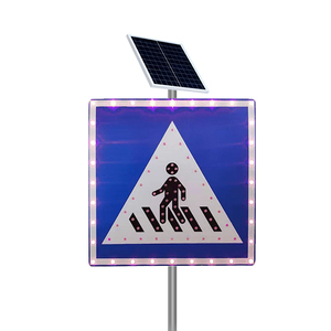 Nhà Máy bán hàng trực tiếp khả năng hiển thị cao 12V 5W IP65 vuông màu xanh năng lượng mặt trời <span class=keywords><strong>Powered</strong></span> LED Ngã Tư người đi bộ cảnh báo giao thông đăng nhập - Product Image 1