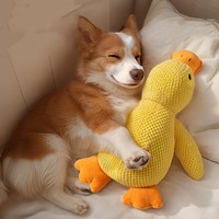 Jouet en peluche canard jaune pour chien avec son, résistant aux morsures, pour la mastication et le sommeil, jouet apaisant pour animaux de compagnie, vente en gros OEM