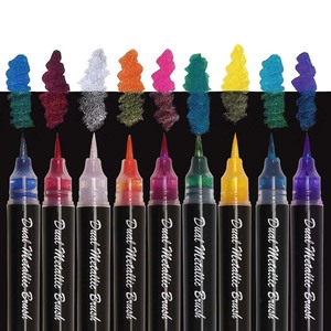 Barato al por mayor de doble <span class=keywords><strong>pincel</strong></span> metálico Glitter Brush Marker 8 colores Caligrafía Brush Pen Set - Product Image 4