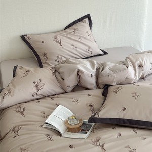 Parure de lit florale en pur coton à fibres longues 100 fils/cm² pour lit de 1,8 m – Usage domestique - Product Image 3